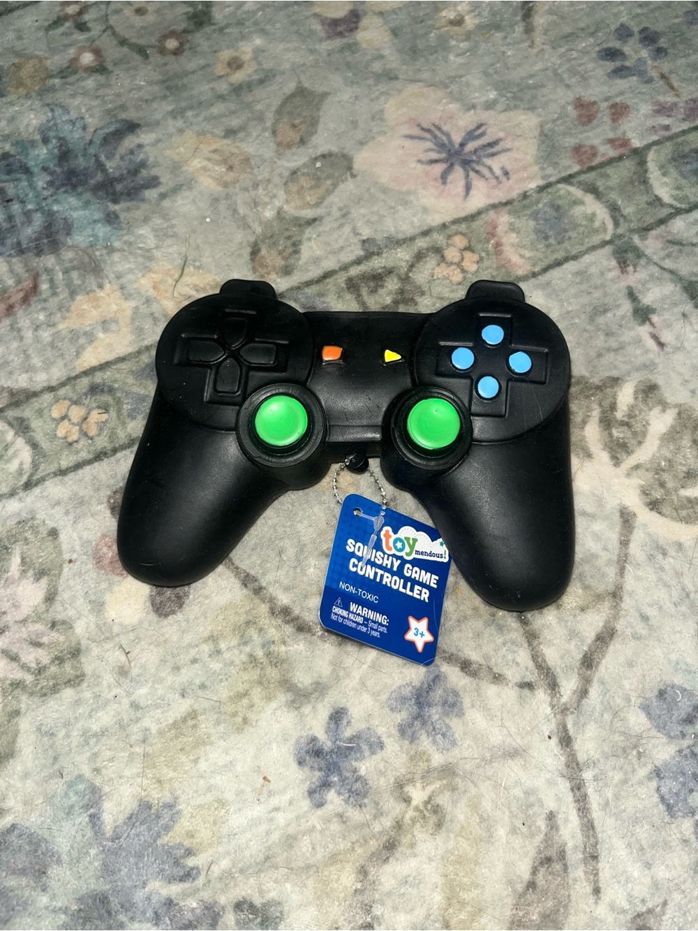 Squishy Game Controller Toy - Black with Green and Blue Accents